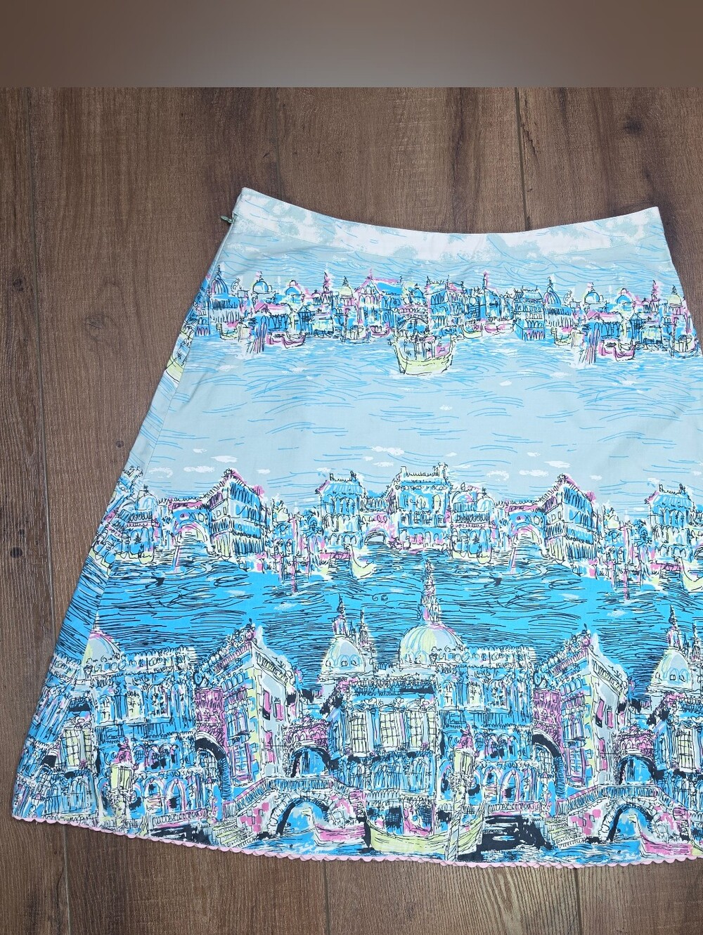 Anthropologie Elevenses Postcard Venice Cityscape A-Line Skirt Size 10